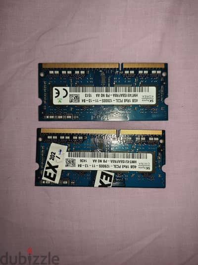 قطعتان رام  لابتوب  ddr3 4g. All 8g