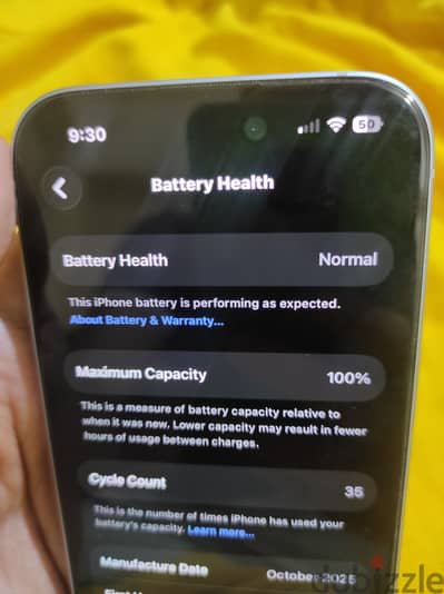 ابل ايفون 15العادي بطاريه 100٪