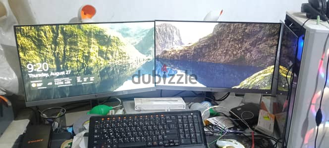شاشات 24 فريمليس عدد 2 شاشة اتش بي  وشاشة ديل زيرو فريم