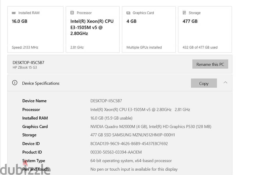 HP zbook 15 g3 4