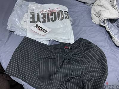 societe Black Stripped Pants