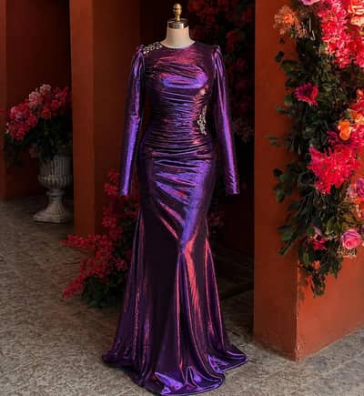 Royal purple mermaid soiree dress فستان سواريه ميرميد موف زاهي ملكي