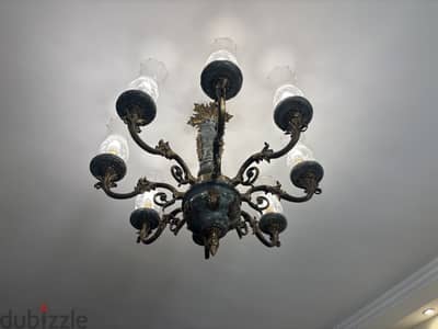 نجفه نحاس و رخام و زجاج ٨ لمبات