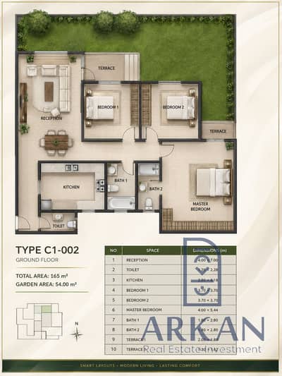 SA Apartment 165m + 54 Garden View Lake (3 Rooms - 3 Bathrooms) Installments over 8 Years Without Interest on Al-Nawadi Street, October Gardens