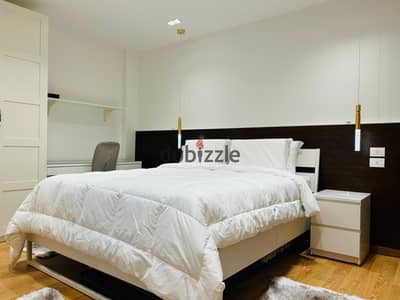 Furnished studio apartment for rent in Madinaty B6, prime location near services, ground floor with private garden