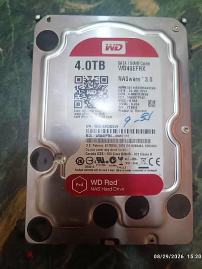 4Tb Wd NAS ware red هاردديسك  ٤ تيرابايت