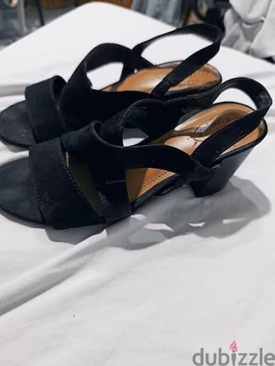  Black Suede Open-Toe Heels 