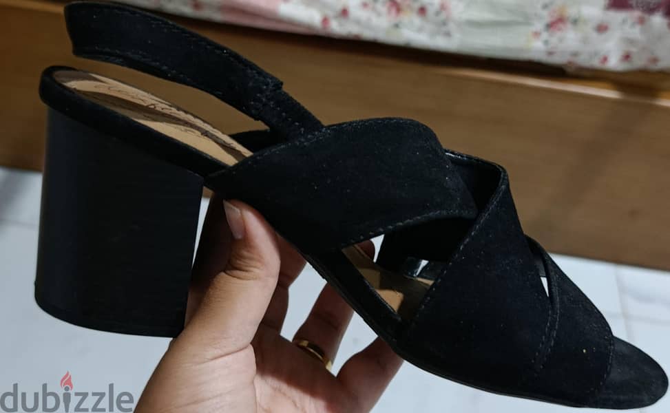  Black Suede Open-Toe Heels  1