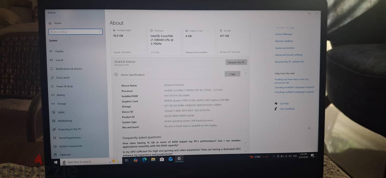 dell precision 7550 1