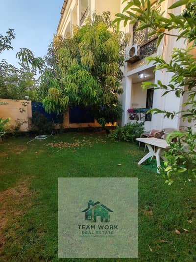 Ground floor apartment for rent in Gardens Compound, Al Mohandeseen Gardens, at a bargain price, fully furnished and air-conditioned.