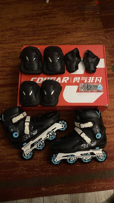 Skate cougar 307 مقاس 44  مستعمل مرة واحدة فقط للقياس
