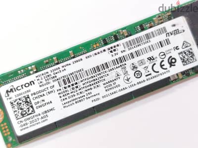 هارد SSD Micron 2200S NVMe M. 2 256GB أصلي - صحة 88% بحالة ممتازة
