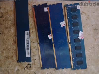 4 قطع رامات كومبيوتر ddr3 كل قطعه 4 جيجا (اجمالي 16جيجا)