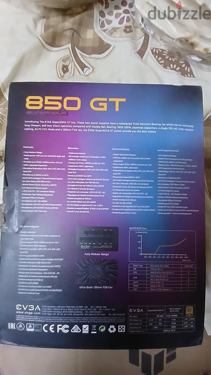 EVGA Supernova. GT850W 80+ Gold Fully Modular 1