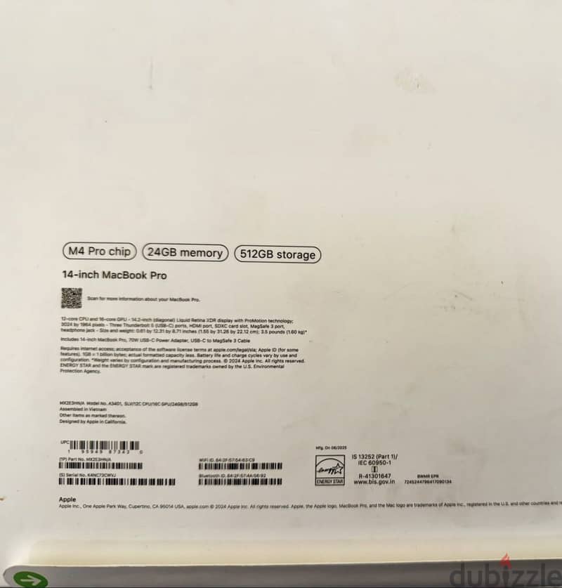 Macbook m4 pro chip 512 g 24 ram 2