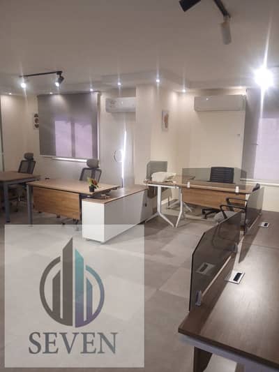 Administrative office for rent, 120 m², air-conditioned and furnished, Grand Plaza building, Al-Hijaz, Prime location in Maadi.