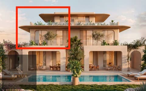  شاليه جونيور مميز للبيع في هاسيندا رأس الحكمة | 141م² + بنتهاوس 40م² + روف 85م² | إطلالة مباشرة على اللاجون | تشطيب كامل + تكييفات + دواليب مطبخ | 2