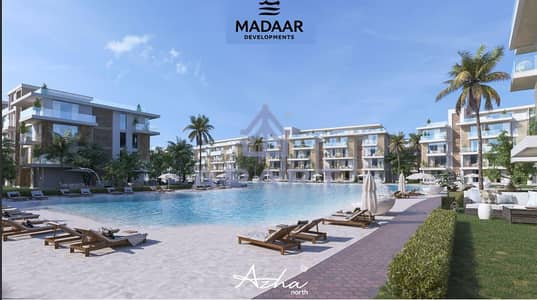 chalet 2-bedroom prime location lagoon view f-f for sale over 10 years - azha- north coast - for sale