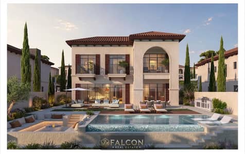 Spanish-style villa for sale at Modon Ras Al Hekma (North Coast), featuring panoramic sea and lagoon views (5 bedrooms, each with a master terrace).