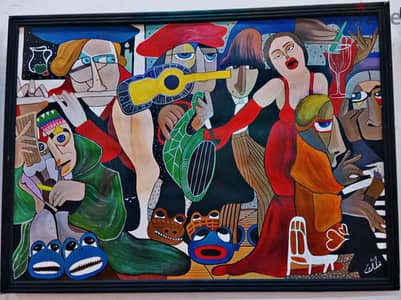 لوحة فنية أصلية راقية (أكريليك) للديكور الفاخر - قطعة فريدة 50×70 سم