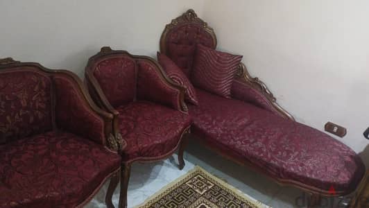 شازلونج واثنين كرسى زان احمر منجد