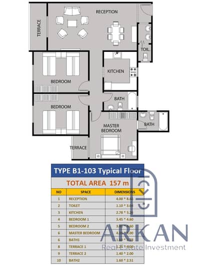 AR apartment 157 square meters large area 3 rooms and 3 bathrooms for sale from the company first contract in installments for 8 years AR apartment 157 square meters large area 3 rooms and 3 bathrooms for sale from the company first contract in installments for 8 years