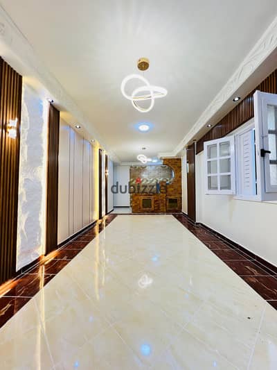 A luxury and distinctive finishing apartment on Al-Nakhil Beach in Alexandria, El-Agamy, with a complete sea view, located on the tenth floor behind the Air Defense Hotel.