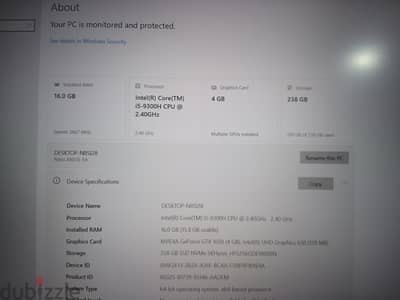 لاب توب acer Gtx1650 بروسيسور i5-9300H ورمات 16 جيجا وهارد 256 SSD