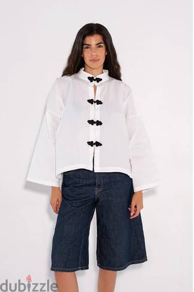 Solid Frog Closure Shirt – White