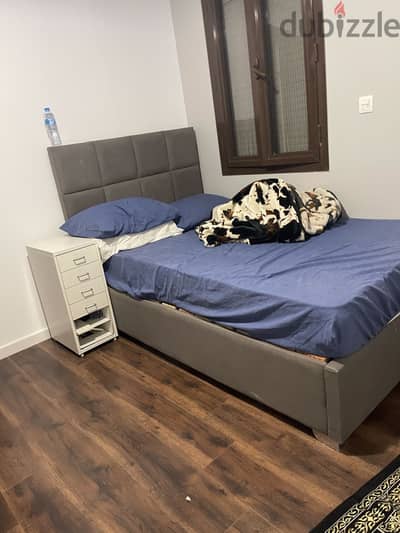 Grey Upholstered Bed Frame 120cm | هيكل سرير رمادي ١٢٠ سم