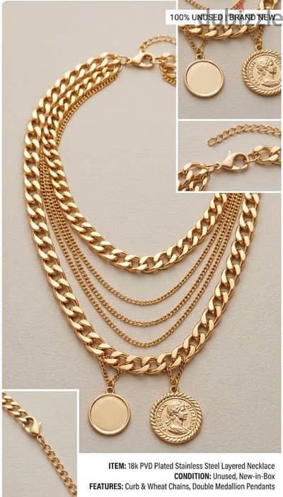 Gold tone layered necklace