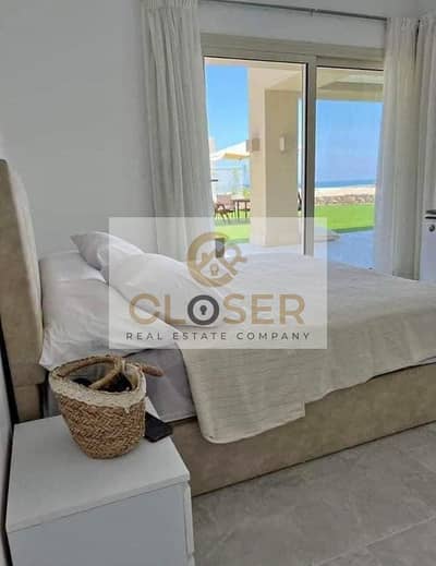 Super deluxe chalet for sale in one of the most beautiful villages on the coast with a small down payment + payment facilities and discounts at launch