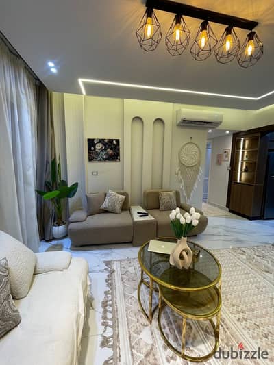 Furnished apartment for rent in Madinaty B15, completely unobstructed view, 5 minutes from East Hub Mall, Craft Zone, and Four Seasons Mall