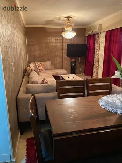 Furnished hotel-style apartment for rent in Al Rehab, next to the market.
