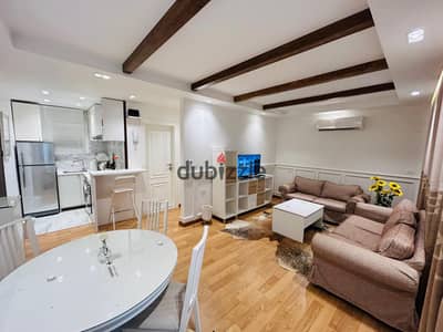 Furnished studio apartment for rent in Madinaty B6, prime location near services, ground floor with private garden