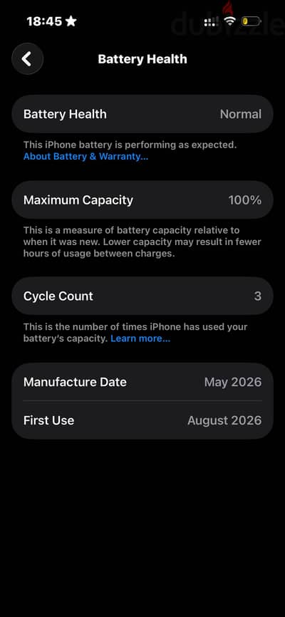 iPhone 15 Pro 100% battery health