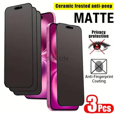 3 قطع سكرين شاشة مط بتغطية كاملة Iphone 13,13pro,14,16e ,17e