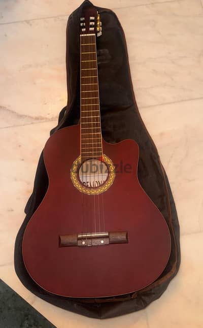 6-String Acoustic Guitar with Protective Carrying Case – Brown