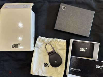 Monteblanc leather keychain. dark grey. in box