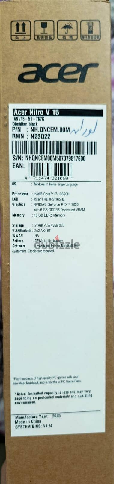 Acer nitro v 15 rtx 3050 core i7 1