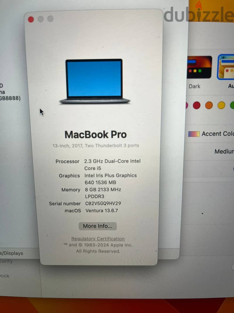 MacBook Pro 13 Inch 2017, Core I5 3