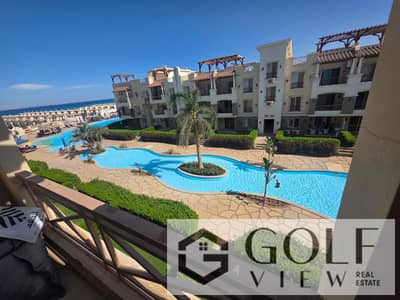 For sale: 120 m² chalet in Blue Blue Village, El Sokhna Al-Zaafaranah Road – 90 minutes from Cairo A fully developed tourist village -    Private sand