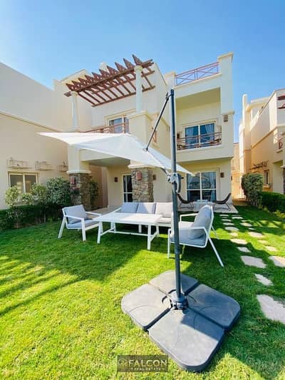 Ground floor chalet with garden for sale (fully finished - immediate delivery) in Blue Blue - Ain Sokhna, Zaafarana Road, Windmills area