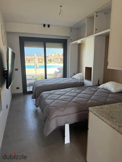 First row on Crystal Lagoon fully finished chalet for sale prime location next to Hacienda and Hyde Park Ras El Hekma near Cali Coast and June sodic