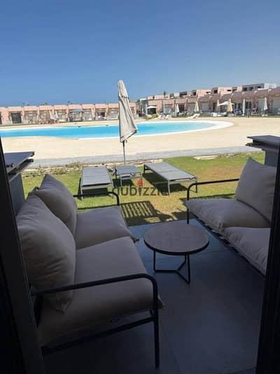 Highest rental yield in Ras El Hekma Ground floor chalet with garden and private beach on the lagoon. Prime location next to Seazen Marbay La Vista