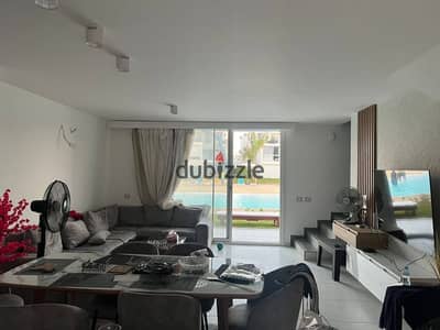First row on Crystal Lagoon fully finished chalet for sale prime location next to Hacienda and Hyde Park Ras El Hekma near Cali Coast and June sodic