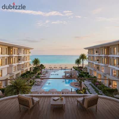 استوديو كامل التشطيب بالتكيفات بفيو كامل للبحر Full Sea View للبيع فى سولت راس الحكمه بجوار مدن و لافيستا رمله سمر فوكا باى الساحل الشمالى
