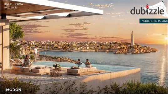 Finished townhouse with double view With ACs and kitchen near to marina in Ras El Hekma Bay North Coast modon close to Sea Shell and Playa for sale.
