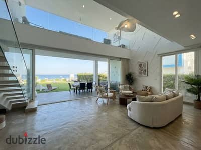 Stendhal Villa 5 Rooms fully seaview first row finished with air conditioning in Ras El Hikma North Coast near Marassi, Soul, Caesar, Osgami, and Modon for sale