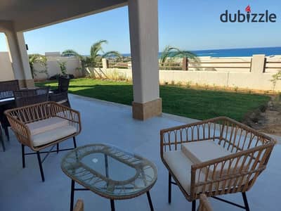 3BR ground-floor chalet with garden double view, fully finished with ACs, 10-year installments in Ras El Hekma near Fouk Bay Hacienda Telal & MarB